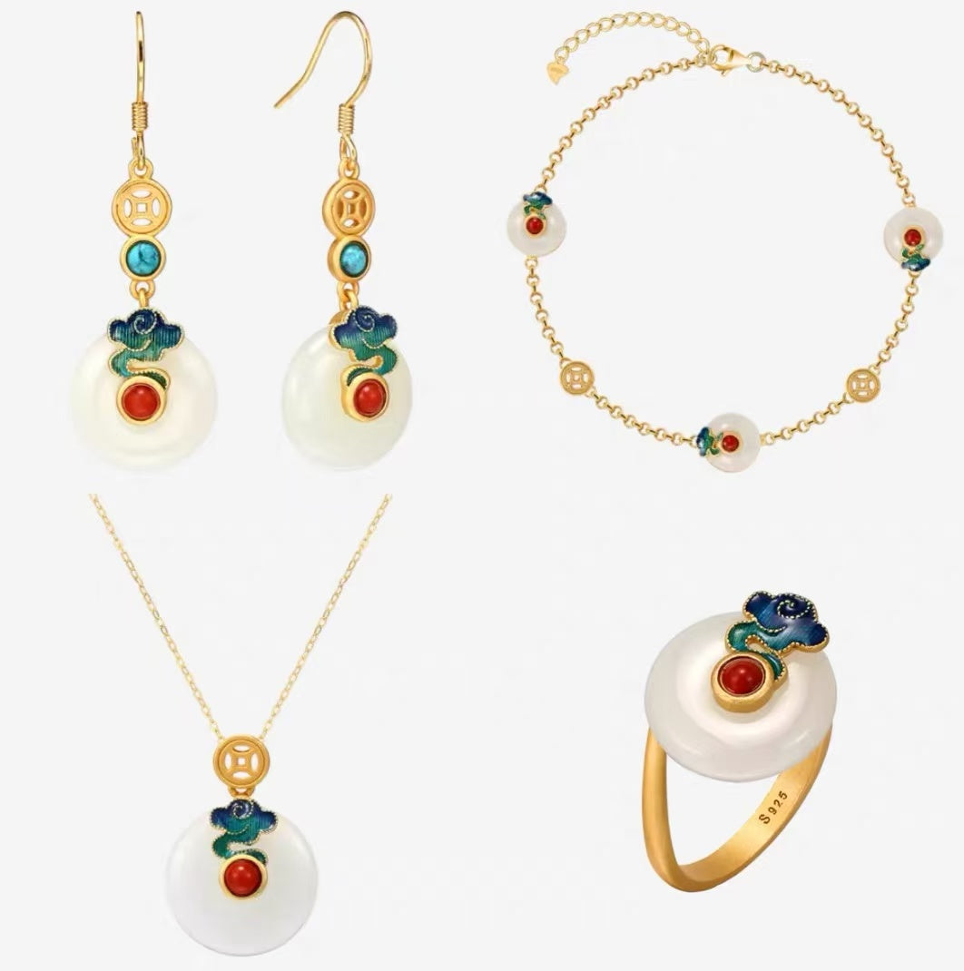 Forbidden City: Jingtai Blue Cloud Jade Peace Pendant Necklace