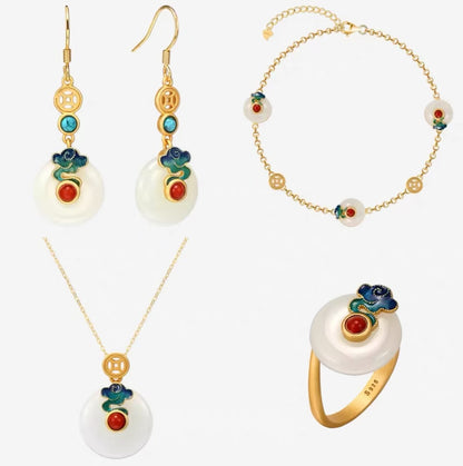 Forbidden City: Jingtai Blue Cloud Jade Peace Pendant Ring