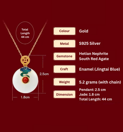 Forbidden City: Jingtai Blue Cloud Jade Peace Pendant Necklace