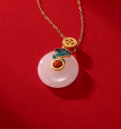 Forbidden City: Jingtai Blue Cloud Jade Peace Pendant Necklace