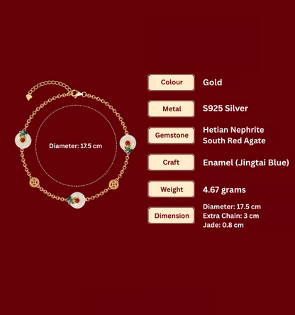 Forbidden City: Jingtai Blue Cloud Jade Peace Pendant Bracelet