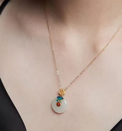 Forbidden City: Jingtai Blue Cloud Jade Peace Pendant Necklace