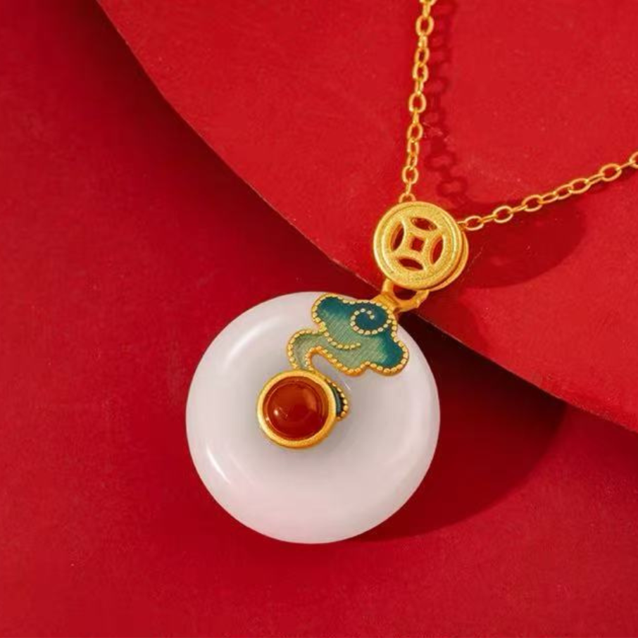 Forbidden City: Jingtai Blue Cloud Jade Peace Pendant Necklace