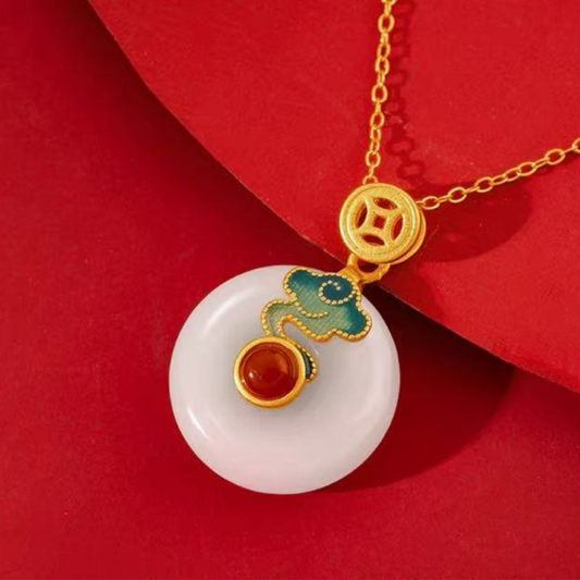 Forbidden City: Jingtai Blue Cloud Jade Peace Pendant Necklace