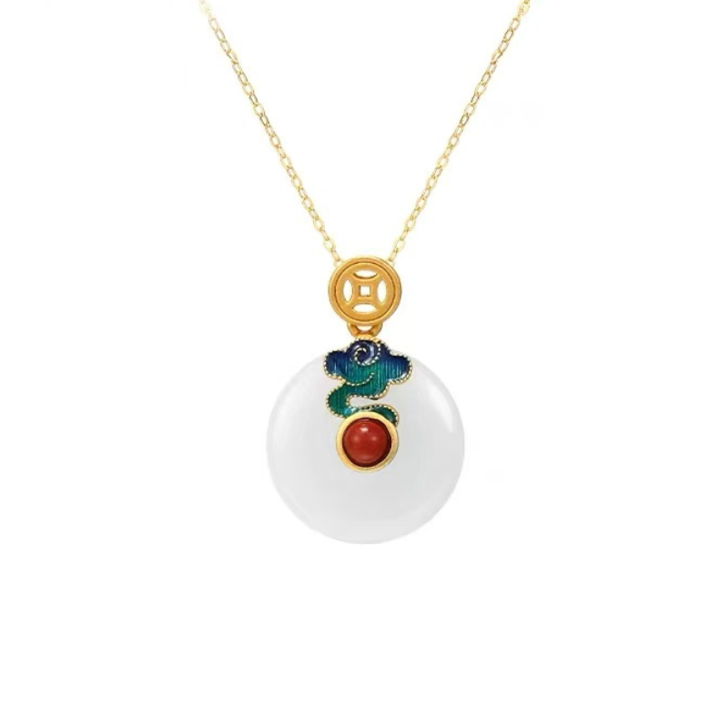 Forbidden City: Jingtai Blue Cloud Jade Peace Pendant Necklace