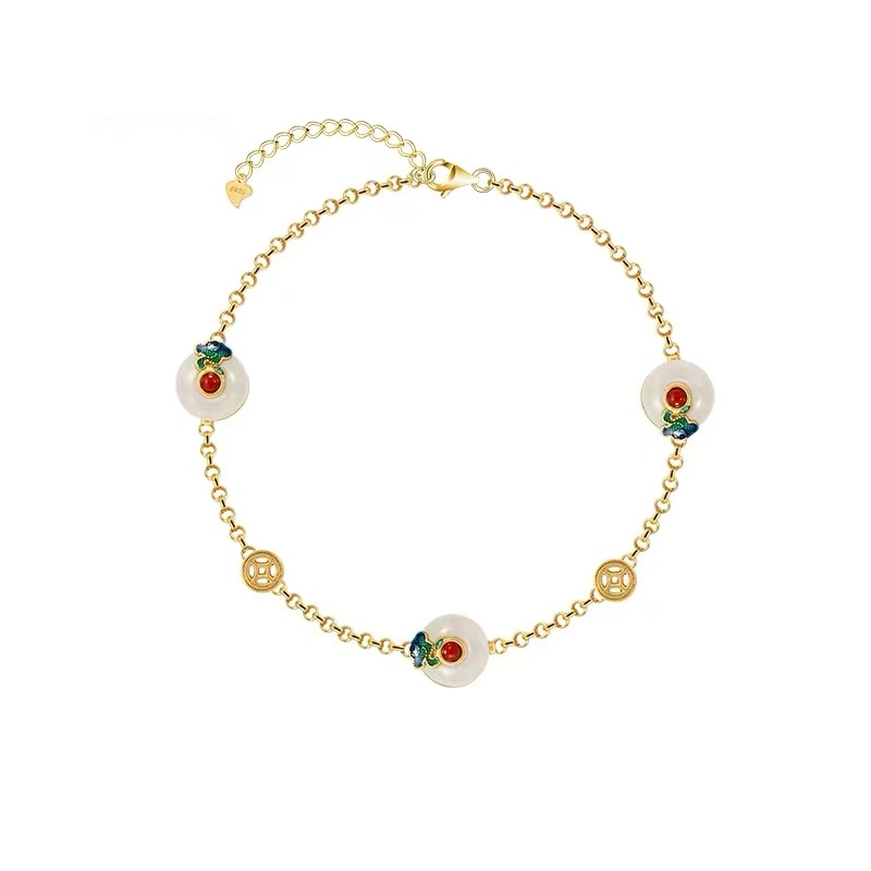 Forbidden City: Jingtai Blue Cloud Jade Peace Pendant Bracelet