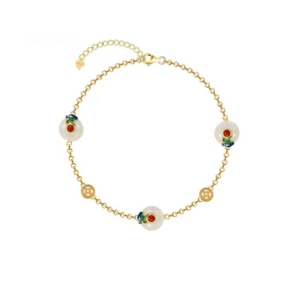 Forbidden City: Jingtai Blue Cloud Jade Peace Pendant Bracelet