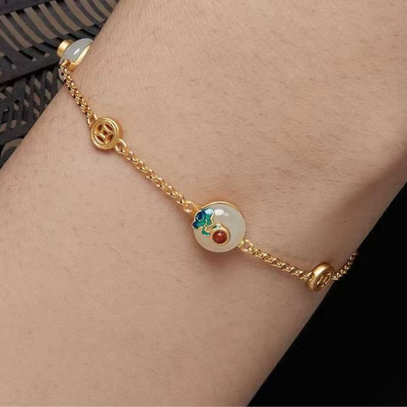 Forbidden City: Jingtai Blue Cloud Jade Peace Pendant Bracelet