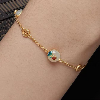 Forbidden City: Jingtai Blue Cloud Jade Peace Pendant Bracelet