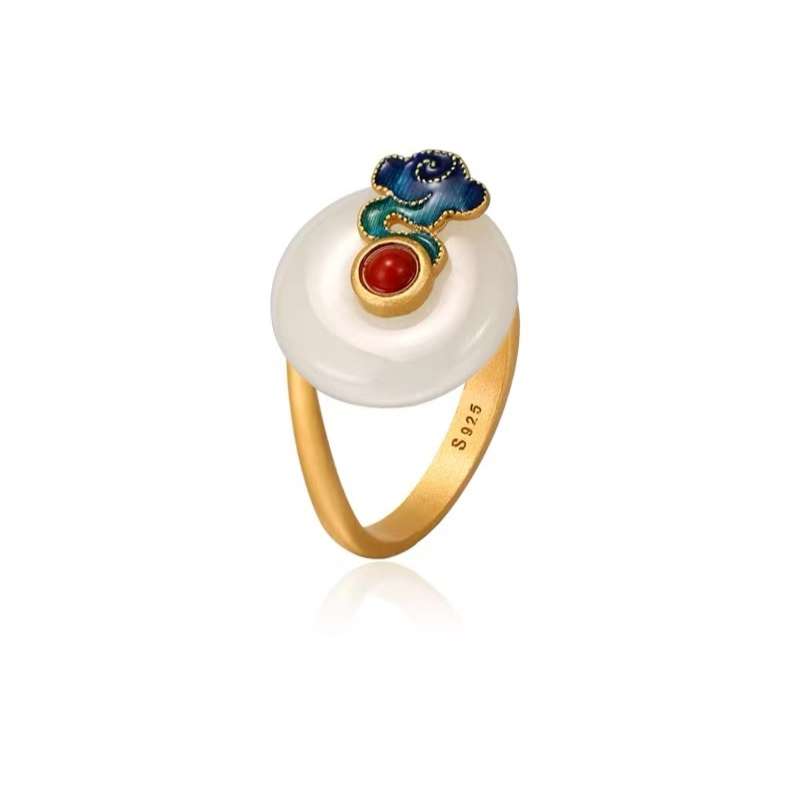 Forbidden City: Jingtai Blue Cloud Jade Peace Pendant Ring