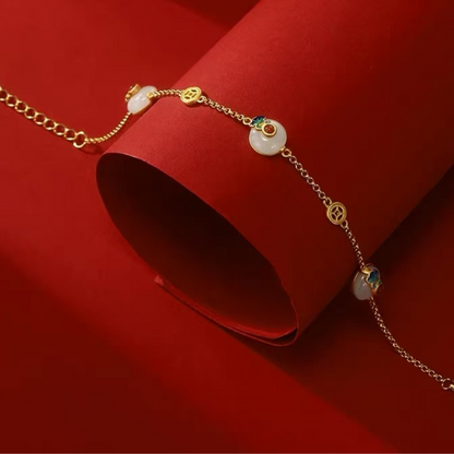 Forbidden City: Jingtai Blue Cloud Jade Peace Pendant Bracelet