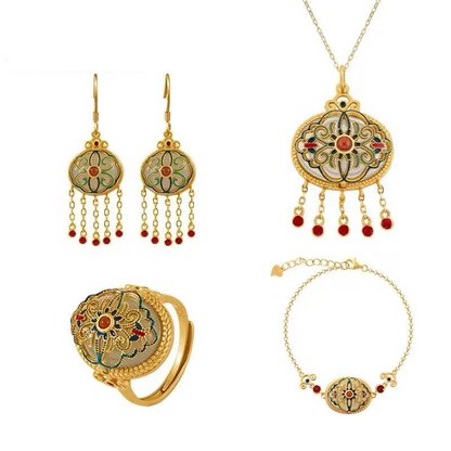 Forbidden City: Jingtai Blue South Red Agate Eclipse Jade Pendant Necklace